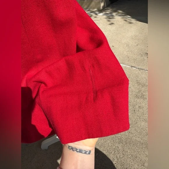 50s Vintage Red Knit Wiggle Dress with Long Sleeves - Picture 6 of 11